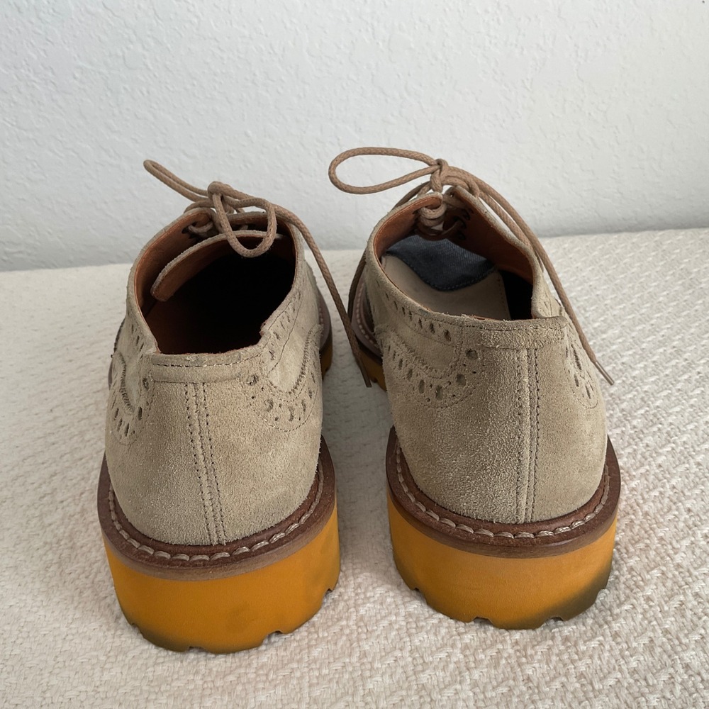 Donald J Pliner Boris Wingtip Oxford Brown Blue Cream Mens 9.5 Italy Pre-Owned - Picture 6 of 10